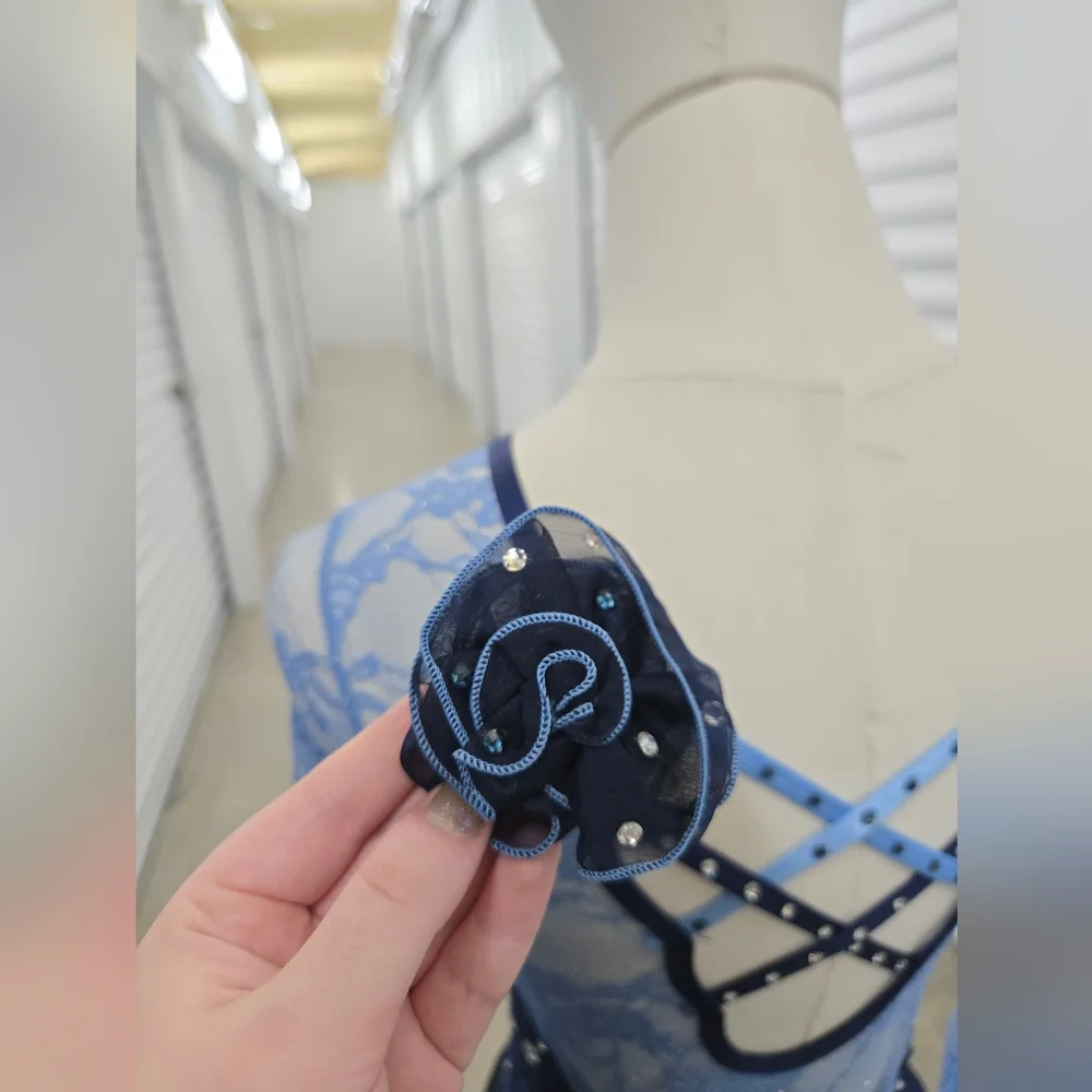 Blue figure skating dress - Picture 8 of 10